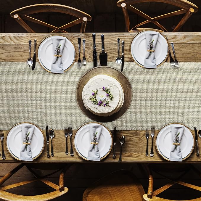 Urban Villa Two Tone Table Runner Cotton Quality 14x72 Egg Shell - Image 3
