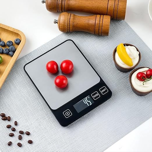10kg/22lb Food Scale, Digital Kitchen Scale 1g/0.1oz Precision, 6 Units, LED Display, Tare, Waterproof Glass for Baking, Cooking, Meal Prep