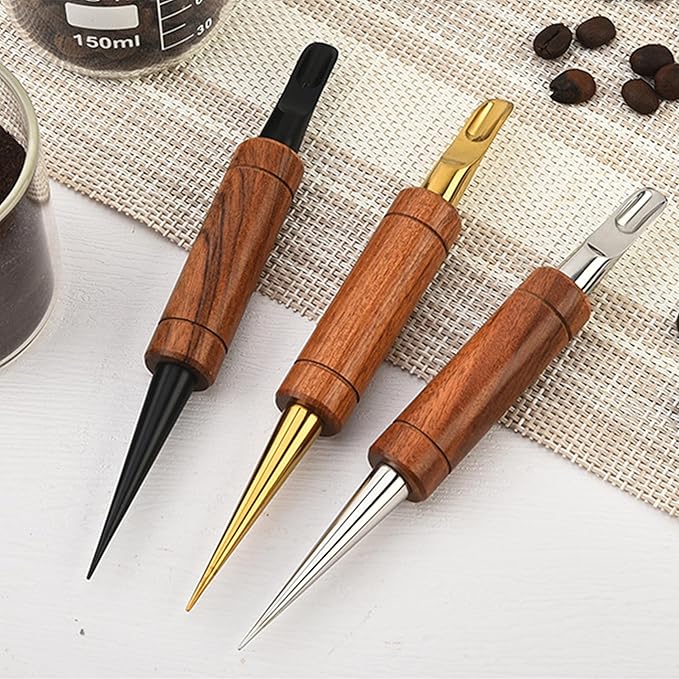 Coffee Art Pen Set for Baristas, Wooden Coffee Drawing Tool for Latte, Cappuccino, Macchiato, Espresso Milk Foam Design Pen, Premium Accessories Set with Coffee Brush and Stainless Steel Case (Black)