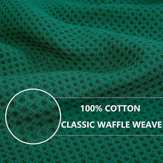 Homaxy 100% Cotton Waffle Weave Kitchen Dish Cloths 24-Pack, Dark Green | 12 x 12 Inches, Ultra Soft Absorbent Dish Towels, Quick Drying Dish Rags with Hanging Loop - Image 2