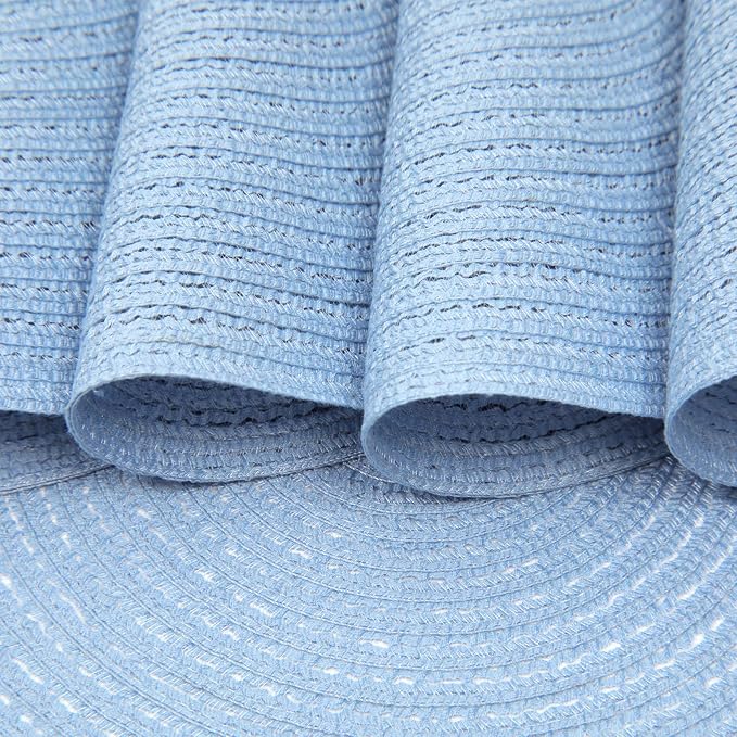 SHACOS Round Braided Placemats Set of 6 Round Table Mats for Dining Tables 15 inch (Light Blue, 6) - Image 8
