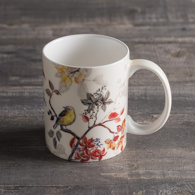 Maison d' Hermine Coffee Mug with Handles Tea Cups (12 Ounce, Pack of 1) | Fine Bone China Coffee Mugs for Hot Beverages Cappuccino Latte Home Restaurant Spring Summer -Equinoxe - Beige - Passerine - Image 7