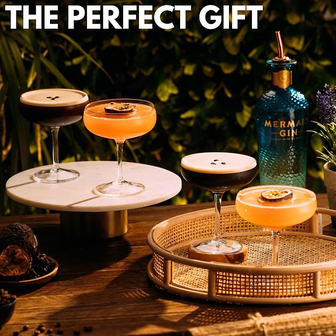 VEMACITY - Elegant Espresso Martini Glasses Set of 4 (10oz) - Classic Coupe Glasses for Martinis, Champagne, Margaritas | Handblown Crystal Cocktail Glassware | Ideal for Martinis and Cocktails - Image 2