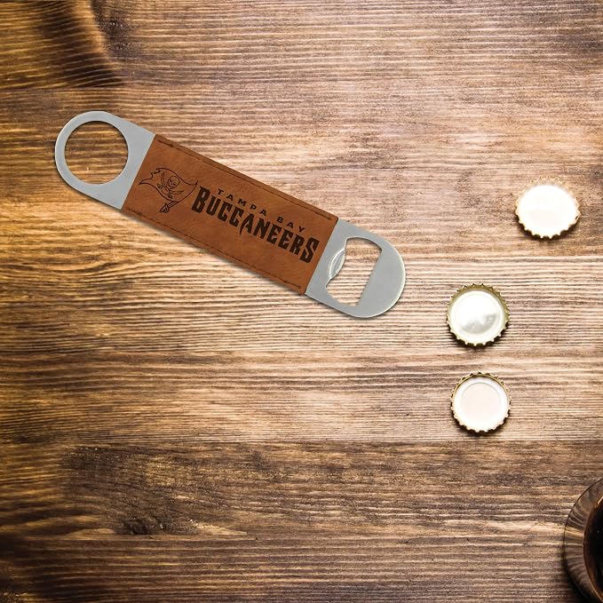 Rico Industries NFL Laser Engraved Bar Blade Faux Leather Laser Engraved Bar Blade - Great Beverage Accessory for Game Day - Image 2