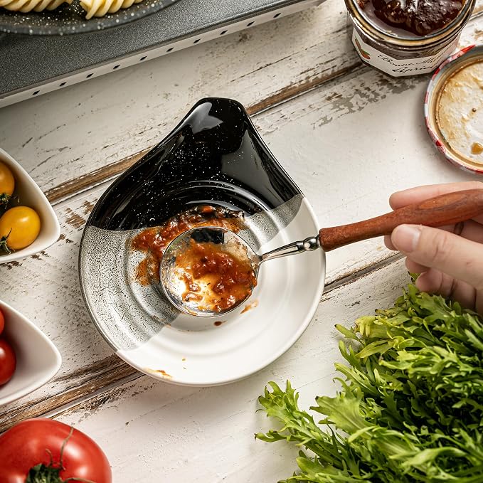 Large Ceramic Spoon Rest for Stove Top and Kitchen Counter, No Mess | Heat-Resistant Spoon Holder for Cooking Utensils, Spatula and Ladles | Nonstick, Dishwasher Safe, Cute Design, Gradient Black - Image 7