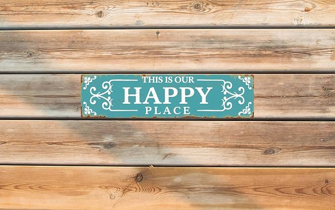 Our Happy Place Metal Sign 4x16in Family Plaque for Living Room Wall Decor Shared Space Gift - Image 6
