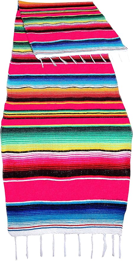 Genuine Mexican Table Runner Saltillo Serape Colorful Striped Sarape Made in Mexico Sold in Different Packs (1, Pink) by FESTMEX