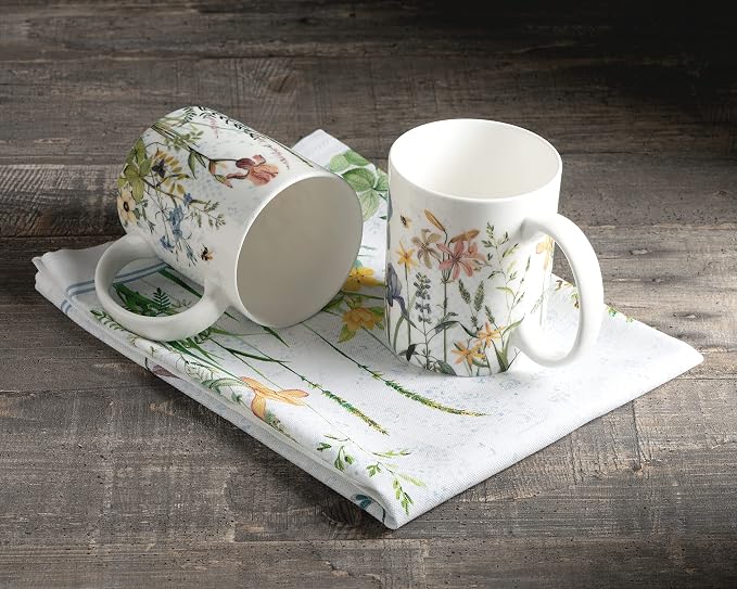 Maison d' Hermine Coffee Mug with Handles Tea Cups (15 Ounce, Pack of 2) | Fine Bone China Coffee Mugs for Hot Beverages Cappuccino Latte Home Restaurant Hotel Spring Summer -Fleurs De Mai - Image 7