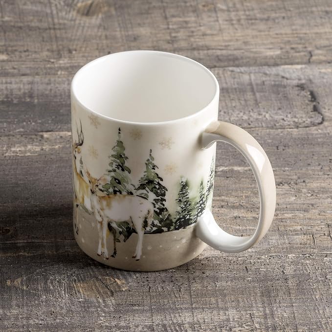 Maison d' Hermine Coffee Mug with Handles Tea Cups (12 Ounce, Pack of 1) | Fine Bone China Coffee Mugs for Hot Beverages Cappuccino Latte Home Hotel Spring Summer -Deer In The Woods - Forest Deer - Image 7
