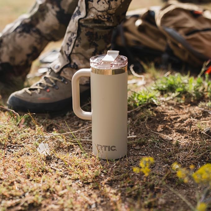 RTIC 20oz Road Trip Travel Mug with Lid and Handle, Ceramic Lined, Beach | Stainless Steel Metal, Insulated Travel Cup for Hot and Cold Drinks, Coffee, Car, Camping and Travel - Image 5