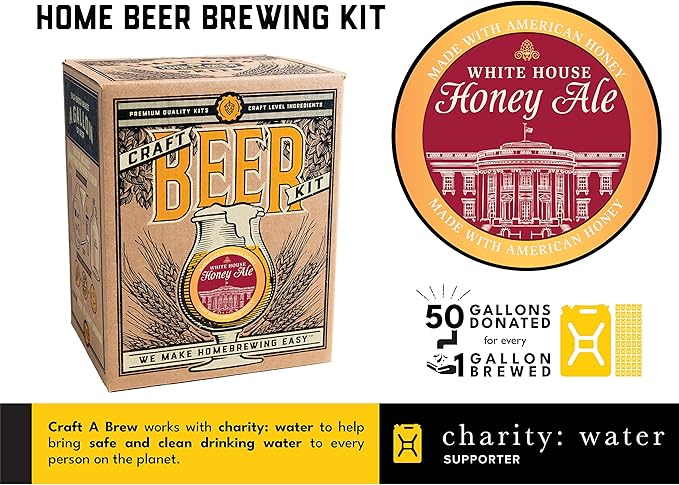 Craft A Brew - White House Honey Ale - Beer Making Kit - Make Your Own Craft Beer - Complete Equipment and Supplies - Starter Home Brewing Kit - 1 Gallon