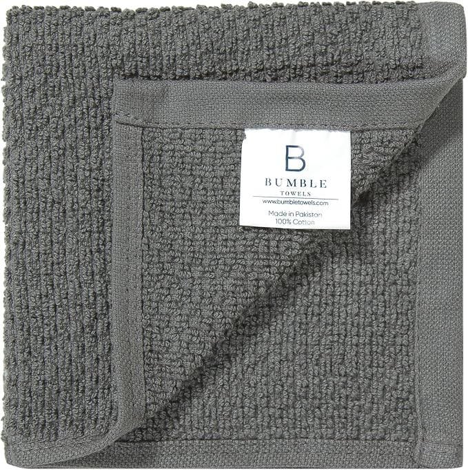 Bumble Dish Cloths 8-Pack, 100% Cotton Kitchen Towels, 12"x12" Grey | 430 GSM Soft Dish Towels for Kitchen, Highly Absorbent & Durable Kitchen Rags for Washing Dishes - Image 6