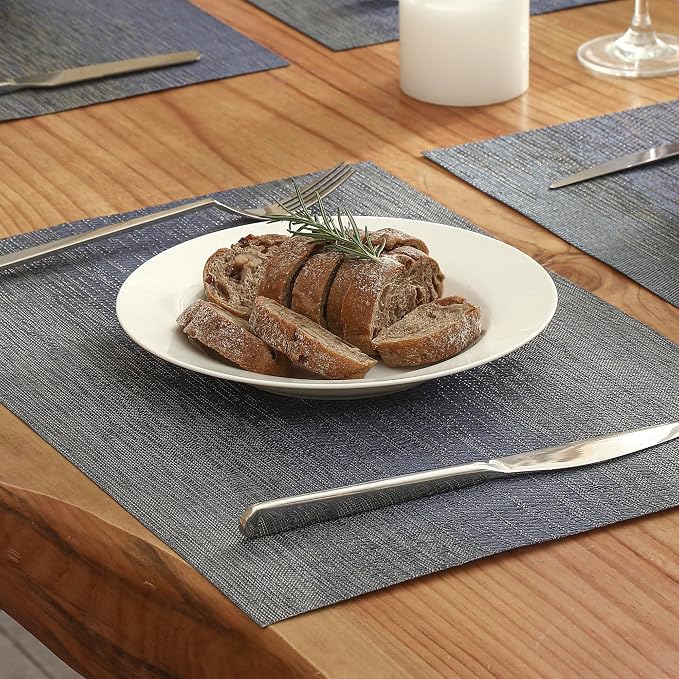 Leetaltree Denim Blue Placemats Set of 4 - Heat Resistant Non-Slip Place mats for Dining Table, Washable Durable PVC Vinyl Woven Table Mats（Denim Blue, 4） - Image 8