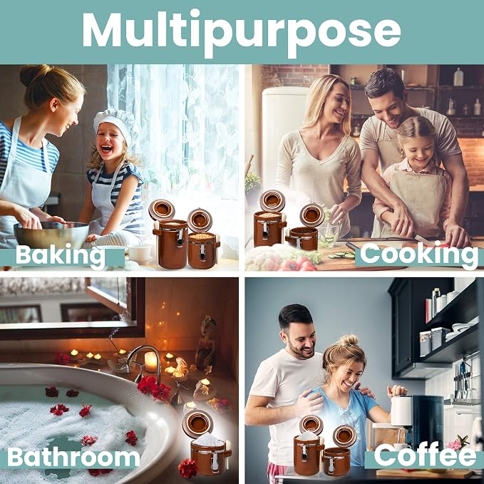 Home Intuition Ceramic Kitchen Canisters Set of 4 with Wooden Spoon Set – Airtight Containers, Metal Latches for Utmost Freshness – Sugar, Coffee, Flour, Tea & More | Rust - Image 3