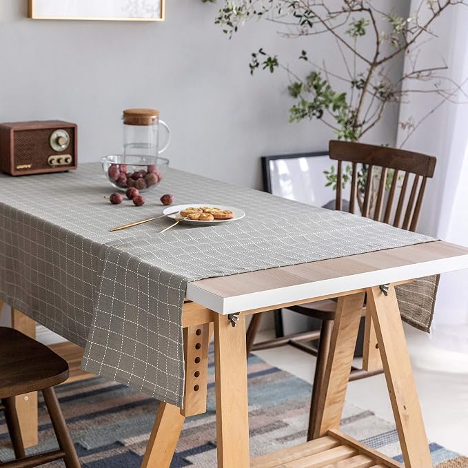 Home Brilliant Buffalo Check Tablecloth Square Plaid Table Cloth (52 x 52 Inch) for Dining Table Textured Table Cover for Kitchen Party, Grey, 52x52 Inch - Image 2