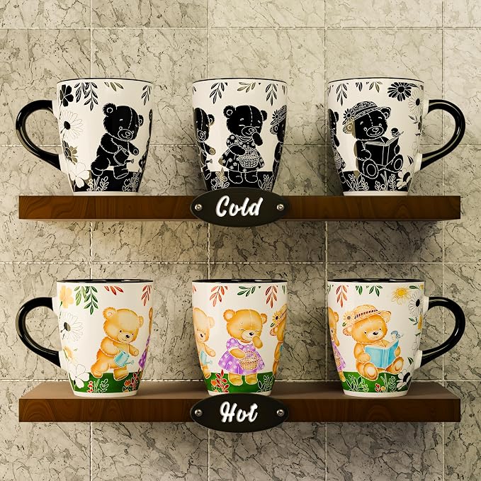 Color Changing Teddy Bear Coffee Mug 12oz – Ceramic Heat Sensitive Cup for Coffee, Tea, Hot Cocoa & Milk – Magical Bear Mug with Floral Reveal – Gift for Women, Mom, Grandma, Kids at Heart - Image 2