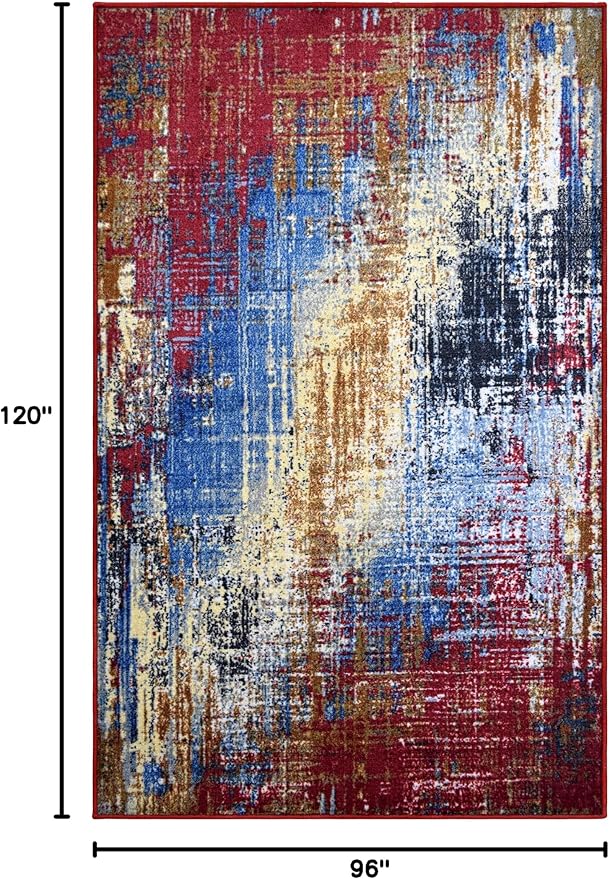 SUPERIOR Indoor Non-Slip Area Rug, Modern Home Floor Decor, Throw for Living Room, Bedroom, Office, Entryway, Kitchen, Dining, Foam Backed Rugs, Arona Collection - 8ft x 10ft , Multicolor - Image 2