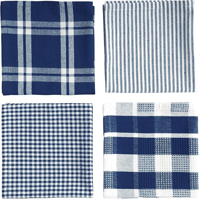 LANE LINEN 100% Cotton Kitchen Dish Cloths, Ultra Soft Absorbent Quick Drying Dish Towels, Multiweave Wash Cloths Dish Towel Sets, 12x12 Inches, 12 Pack - Navy - Image 4