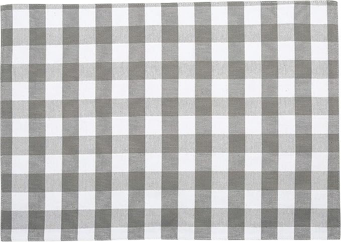 Urban Villa Two Tone Placemat Cotton Tablemat 14x20 (Set of 6) Grey/Wht - Image 4