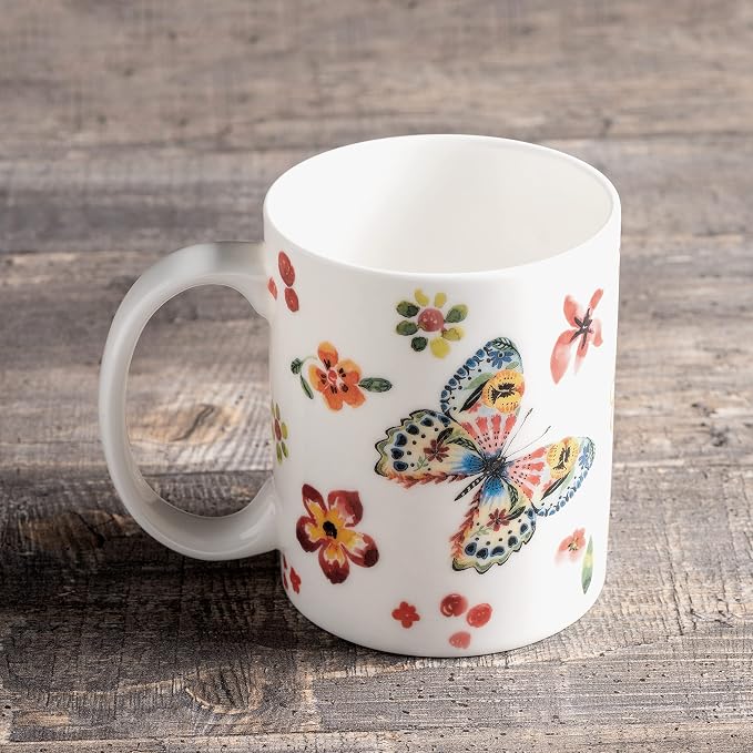 Maison d' Hermine Coffee Mug with Handles Tea Cups (12 Ounce, Pack of 1) | Fine Bone China Coffee Mugs for Hot Beverages Cappuccino Latte Home Spring Summer -Happy Florals - High Summer Butterfliess - Image 8