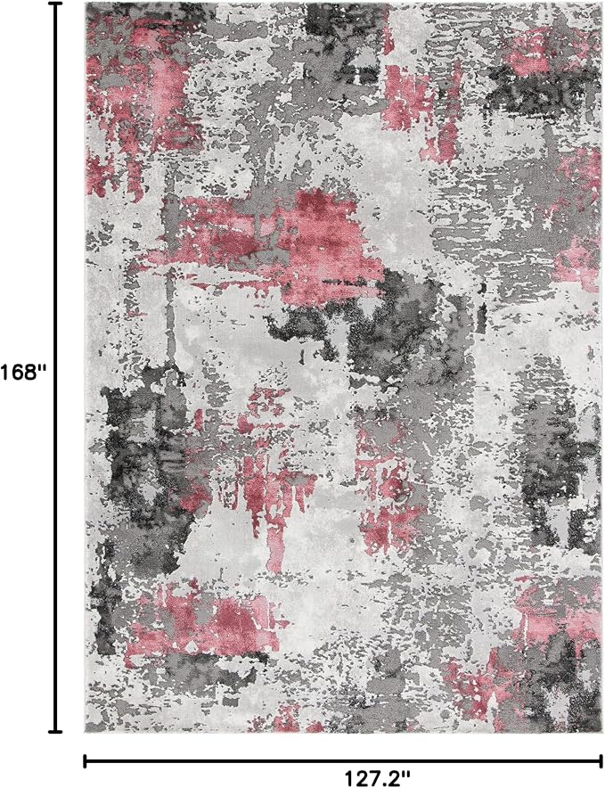 SAFAVIEH Craft Collection Area Rug - 10'6" x 14', Grey & Pink, Modern Abstract Design, Non-Shedding & Easy Care, Ideal for High Traffic Areas in Living Room, Bedroom (CFT820U) - Image 2