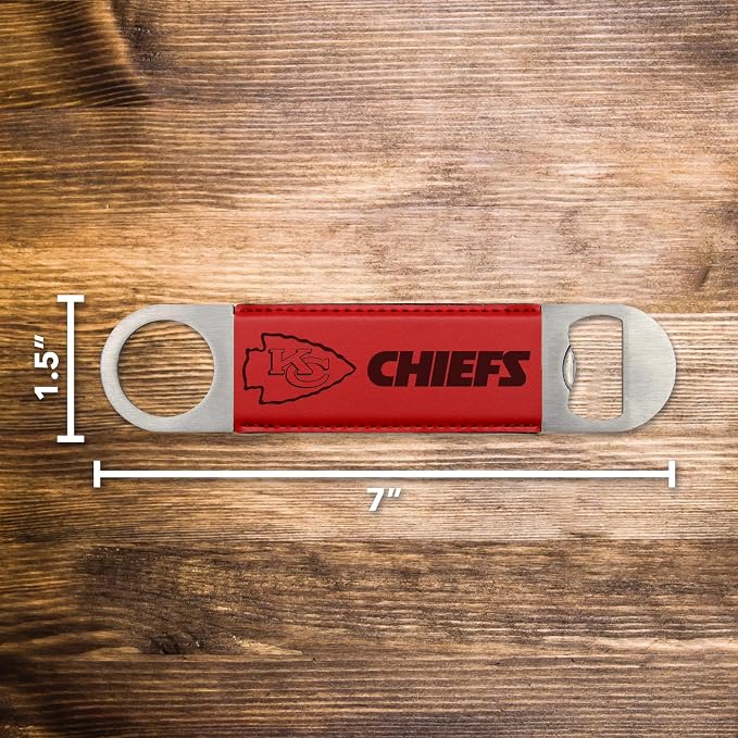 Rico Industries NFL Laser Engraved Bar Blade Faux Leather Laser Engraved Bar Blade - Great Beverage Accessory for Game Day - Image 4