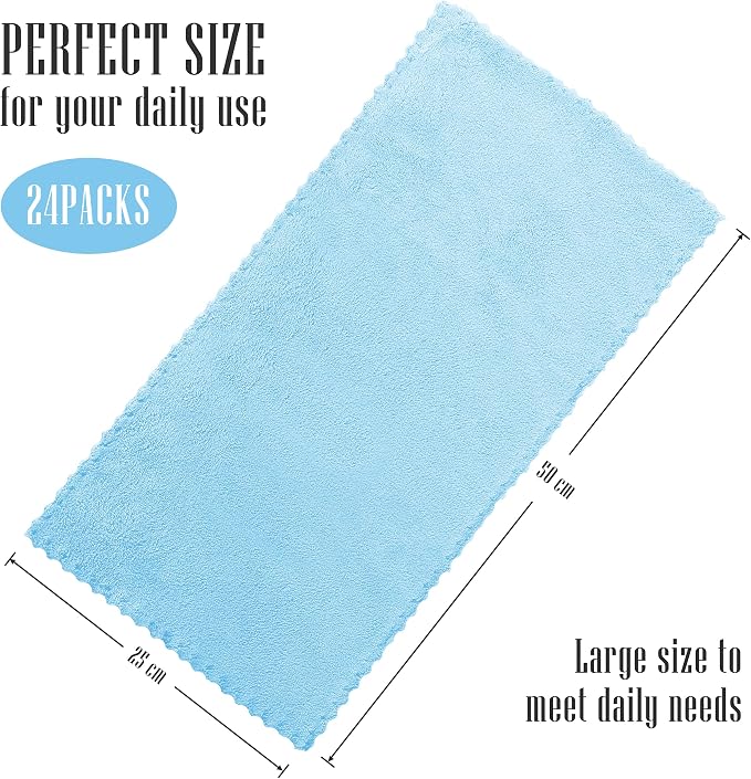 Sunny zzzZZ 24 Pack Kitchen Dishcloths - Does Not Shed Fluff - Reusable Dish Towels, Dish Cloths, Super Absorbent Coral Fleece Cleaning Cloths, Fast Drying, 10 x 20 Inch (Aquamarine) - Image 2