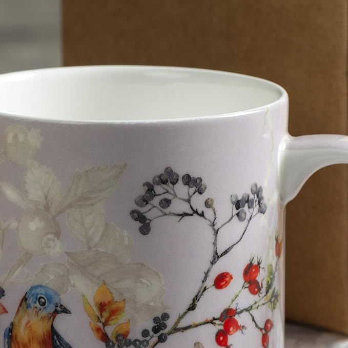 Maison d' Hermine Coffee Mug with Handles Tea Cups (12 Ounce, Pack of 1) | Fine Bone China Coffee Mugs for Hot Beverages Cappuccino Latte Home Restaurant Spring Summer -Equinoxe - Grey - Sparrows - Image 9