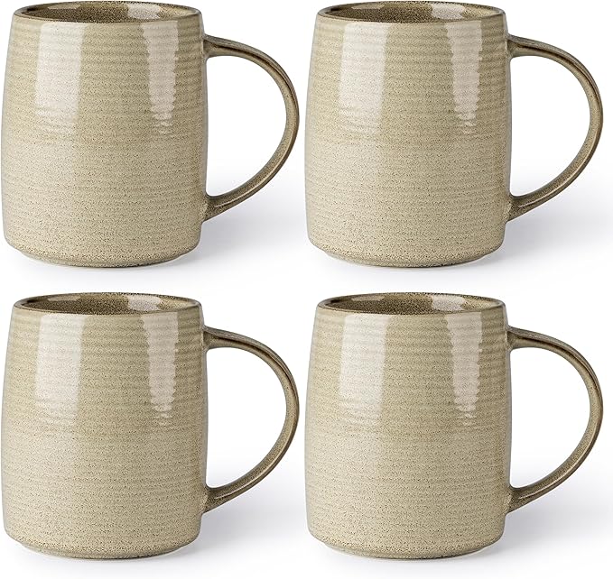 GBhome Large Coffee Mugs Set of 4, 18oz Handmade Ceramic Coffee Mugs Set with Gradient color for Latte/Tea/Beer/Hot Cocoa, Dishwasher & Microwave Safe, Cappuccino by GBhome