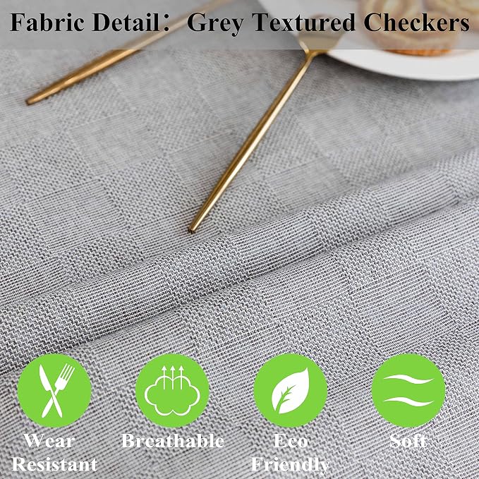 Home Brilliant Square Tablecloth Grey Solid Farmhouse Checker Table Covers for Party Kitchen Indoor Outdoor Table Clothes for Dining Table, 52 x 52 inch, Light Gray - Image 4
