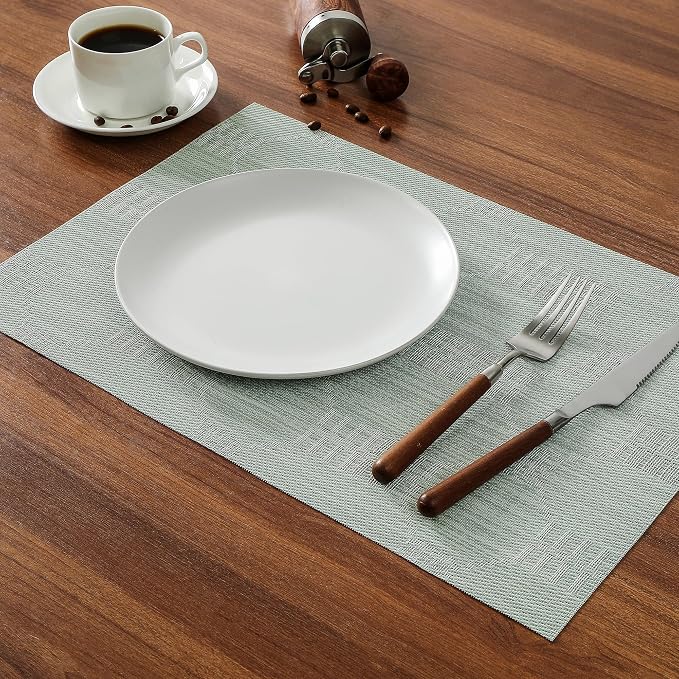 Leetaltree Mint Cream Placemats Set of 6 - Heat Resistant Non-Slip Place mats for Dining Table, Washable Durable PVC Vinyl Woven Table Mats（Mint Cream, 6） - Image 7