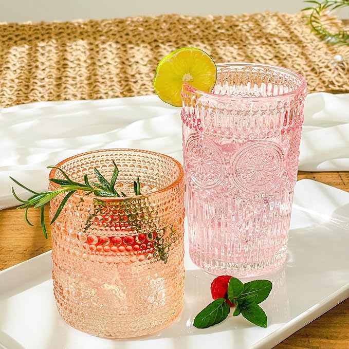 Kate Aspen Rose Gold Cups Pink Hobnail Beaded Drinking Glasses Set of 6-10 oz Vintage Glassware Set Cocktail Glass Set, Juice Glass, Water Cups | Makes A Great Hostess Gift, Gift for New Home Owners - Image 9