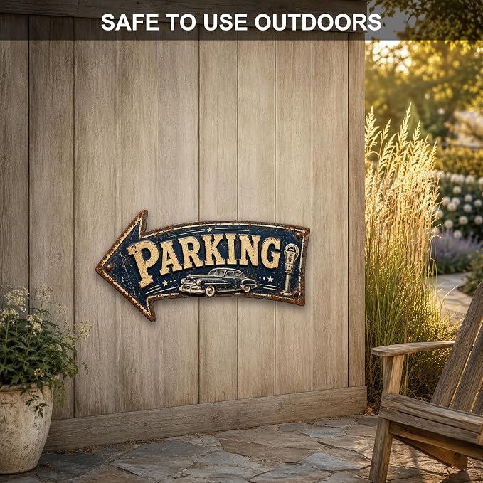 Parking Left-Pointing Arrow Sign — Die-Cut Metal Directional Wall Decor | powder-coated metal, vintage, durable print, ready to hang - Image 4