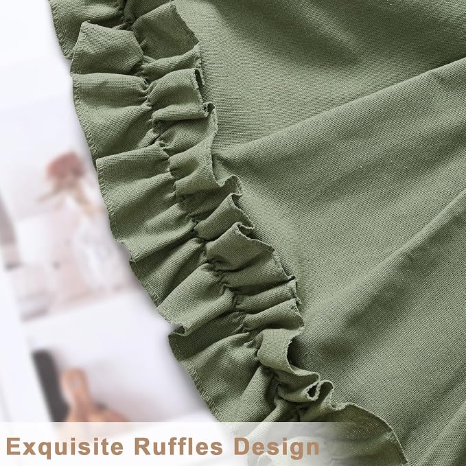 Likiyol Linen Valances for Windows Farmhouse Ruffle Swag Valance Rustic Country Window Valances Light Filtering Kitchen Curtains Rod Pocket Valance Curtains for Bathroom Cafe, Green, 60" W x 36" L - Image 6