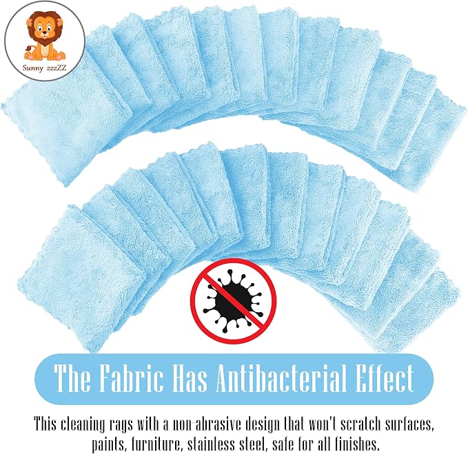 Sunny zzzZZ 24 Pack Kitchen Dishcloths - Does Not Shed Fluff - Reusable Dish Towels, Dish Cloths, Super Absorbent Coral Fleece Cleaning Cloths, Washable Fast Drying, 10 x 10 Inch (Aquamarine) - Image 3