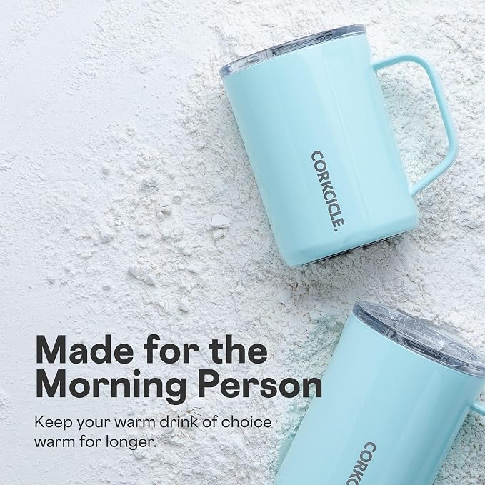 Corkcicle Classic Coffee Mug - Triple Insulated Stainless Steel for Travel - Shatter-Proof Lid - Keeps Drink Hot Over 3 Hours - Holiday Mug Gift - Great for Gifting Warmth - 16 oz - Powder Blue - Image 6