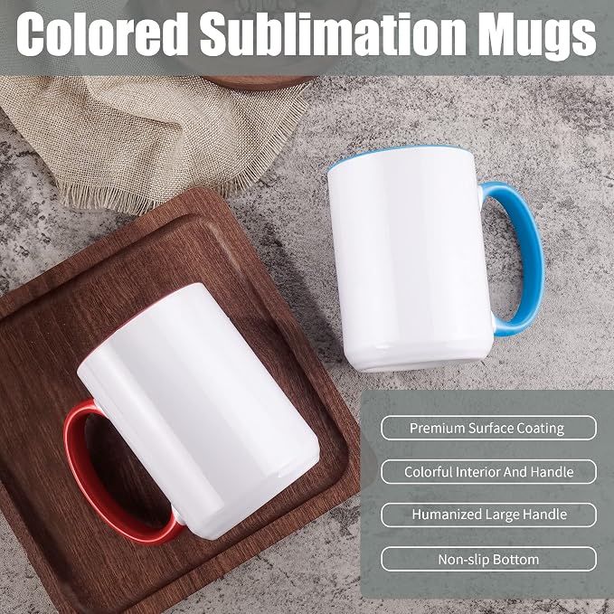 TANGLONG 12PCS 15oz Sublimation coffee Mugs - 6 Assorted Colors-with Box | Heat Sensitive Coffee Mugs for homemade gifts,Home ,Kitchen,office,casual dringking water,juice,milk,latte - Image 3