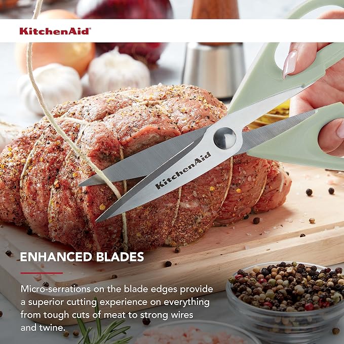KitchenAid All Purpose Kitchen Shears with Protective Sheath Durable Stainless Steel Scissors, Dishwasher Safe, Soft Grip Comfort Handle, 8.72 Inch, Pistachio - Image 5
