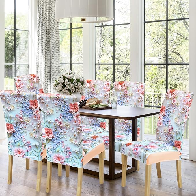 Dining Chair Covers, Stretch Seat Covers, Washable Furniture Protector | 4 Pack, Washable, Stretch Fit, Soft, Non Slip, Dining Chair Covers, Seat Protector, Furniture Cover,Easy Clean - Image 2