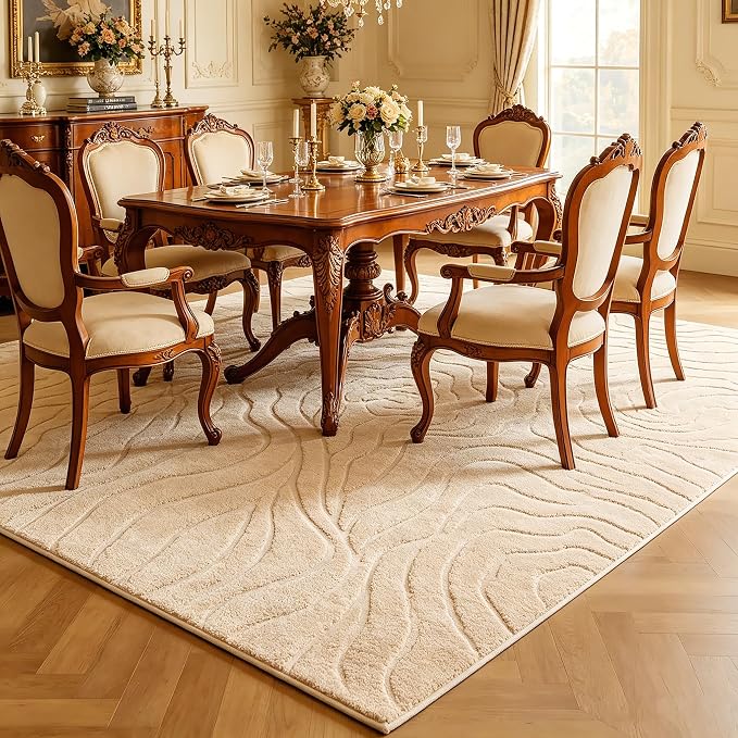 Washable Area Rug 5′3″ × 7′6″ for Living Room Bedroom, Abstraction | Soft Cozy Fluffy Mid Pile Machine Washable Non Slip Boho Modern Accent Rug for Dining Room Nursery Kids Room Dorm Hotel - Image 3