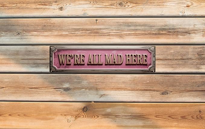 We're All Mad Here Metal Sign 4x16in for Library Wall Decor Literary Gift - Image 6