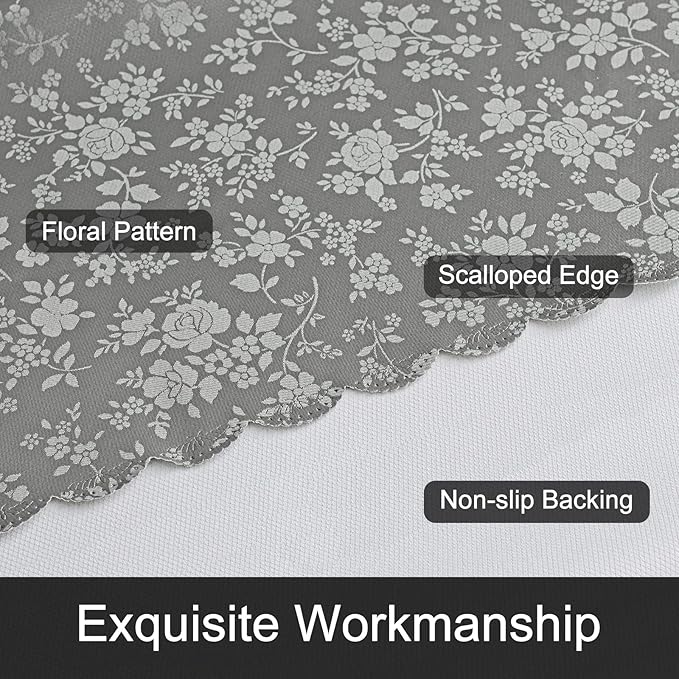 Smiry Rectangle Waterproof Heavy Duty Vinyl Tablecloths, 60 x 84 Inch | Wipeable Washable Floral Embossed Table Cover for Kitchen and Dining Room, Indoor & Outdoor Use, Grey - Image 5
