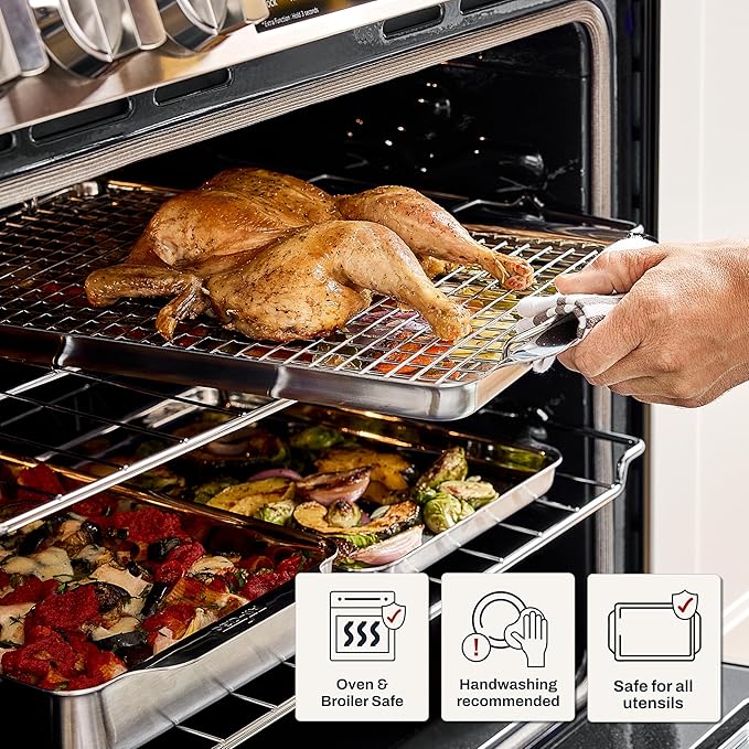 All-Clad Stainless Steel Baking Half Sheet Pan 11.5" x 17" - Tri-ply Bonded for Consistent Baking- (Roast, Bake Cookies, Brownies and More) Professional Stainless Steel Bakeware - Image 6