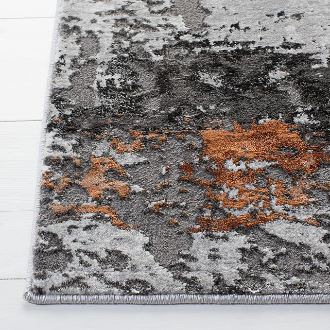 SAFAVIEH Craft Collection Area Rug - 5'3" x 7'6", Grey & Orange, Modern Abstract Design, Non-Shedding & Easy Care, Ideal for High Traffic Areas in Living Room, Bedroom (CFT820P) - Image 4