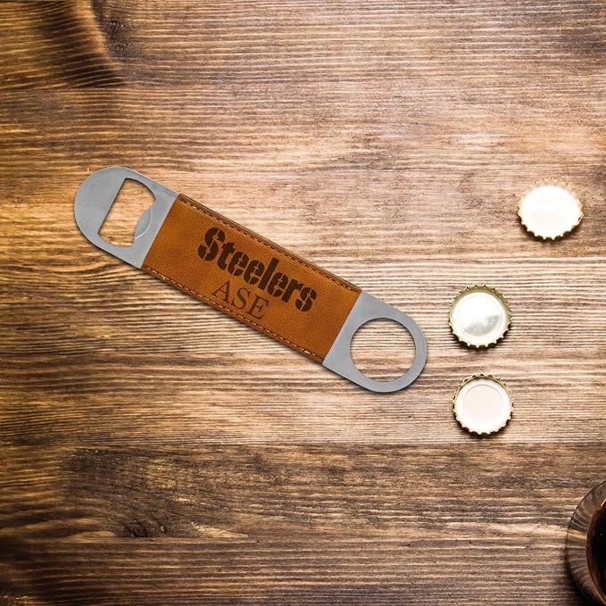 Rico Industries NFL Laser Engraved Bar Blade Faux Leather Laser Engraved Bar Blade - Great Beverage Accessory for Game Day - Image 2