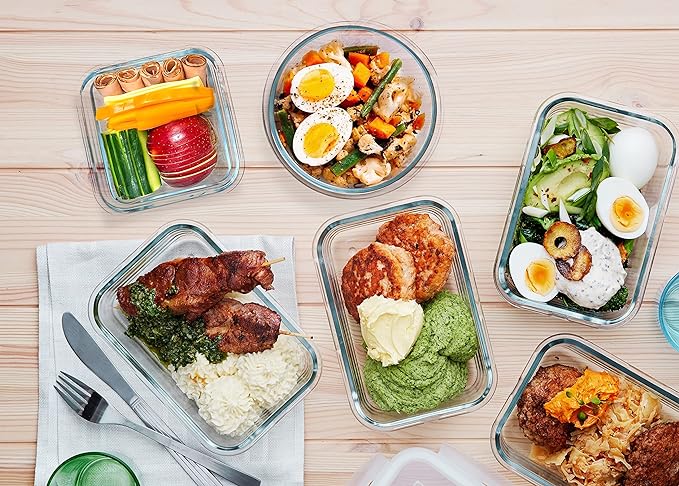 M MCIRCO 30 Pieces Extra-Large Glass Food Storage Containers with Snap Locking Lids,Glass Meal Prep Containers Set - Airtight Lunch Containers, Microwave, Oven, Freezer and Dishwasher - Image 6