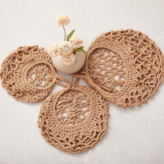 Honeydak Boho Decor Hanging Wall Baskets for Kitchen 3 Pack Teardrop Baskets with Hooks Storage Fruit Onion Vegetable Potato for Home 3 Sizes(Light Linen,Crochet,Cotton Rope) - Image 7