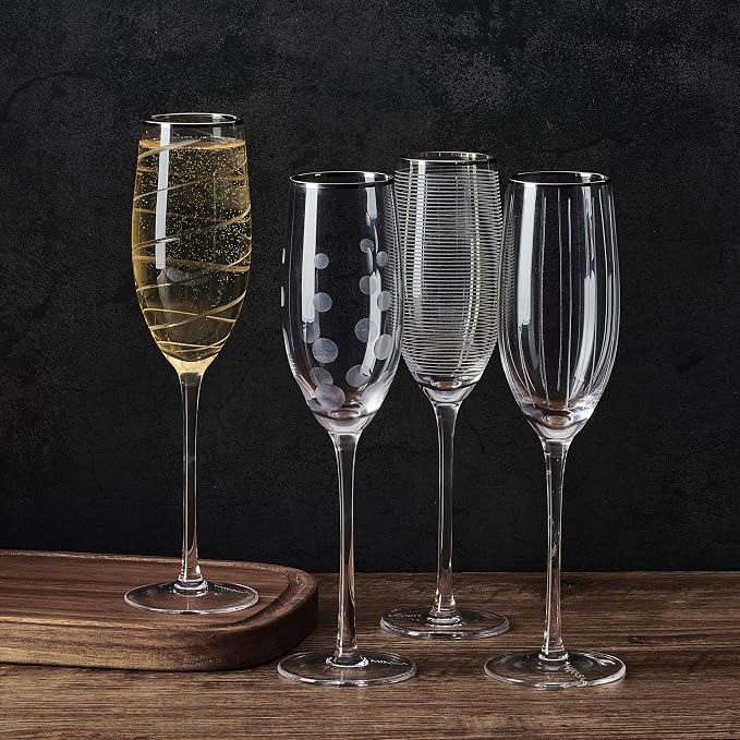 Mikasa Cheers Set of 4 Platinum Rim Champagne Flutes, 8 Ounce - Image 5