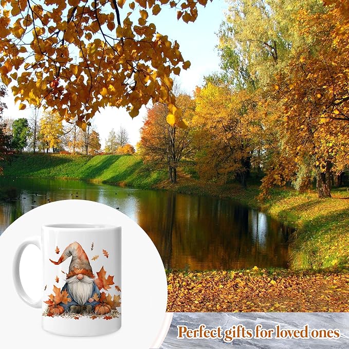 Hyturtle Personalized Fall Gnome Coffee Mug - Gnomes Gifts For Women | Fall Autumn Decor Gifts For Farmhouse Thanksgiving, Gnomes Gift Ideas on Birthday Custom Name 11oz White Ceramic Tea Mug - Image 4