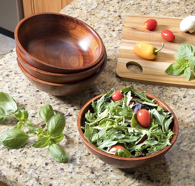 Lipper Cherry Finish 4 Piece Footed Bowl Set